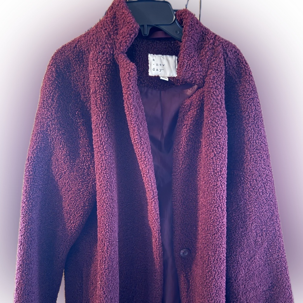A New Day Purple Pea Coat Plush Oversized Style